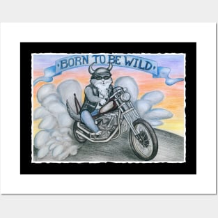 Biker cat Posters and Art